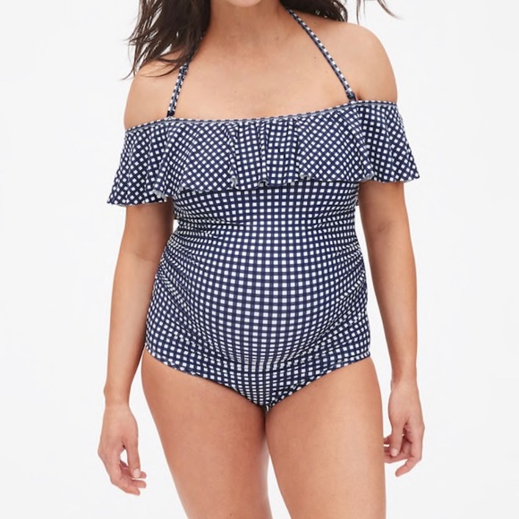 GAP Other - Maternity Ruffle Off-Shoulder gingham Suit